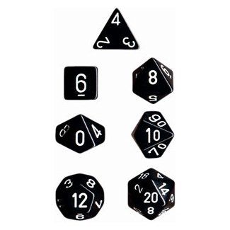 Chessex Opaque Black/white 7-Die Set