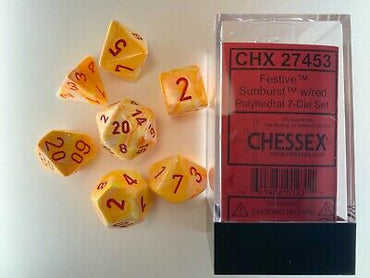 Chessex Festive Sunburst/Red 7-Die Set