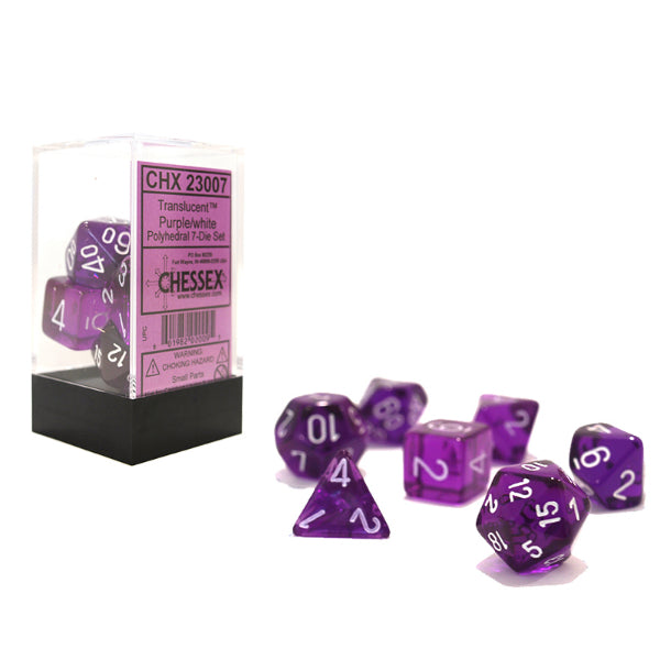 Chessex Translucent Purple/White 7-Die Set