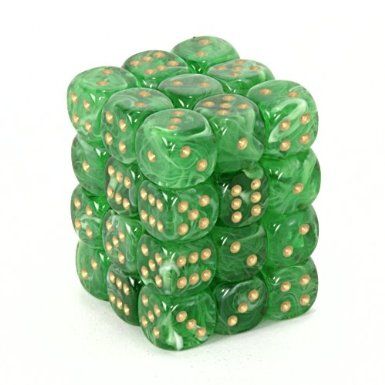 Chessex Vortex 12mm d6 Green/gold (36)