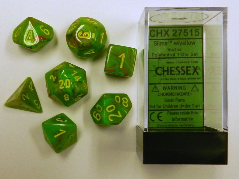 Chessex Vortex Slime/Yellow 7-Die Set