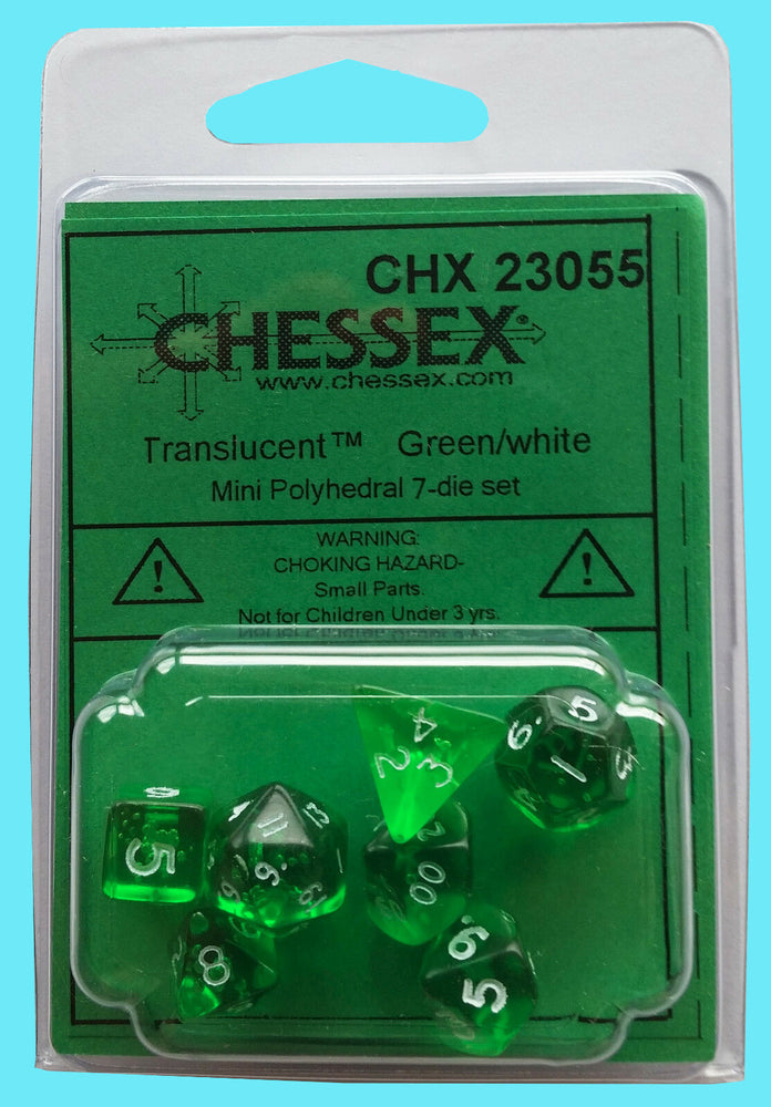 Chessex Transparent Mini Green/white 7-Die Set