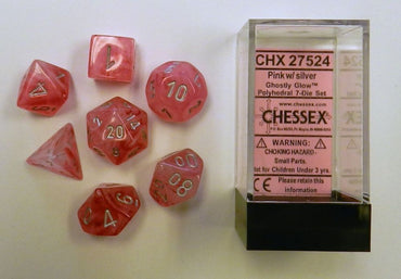 Chessex Ghostly Glow Pink/Silver 7-Die Set