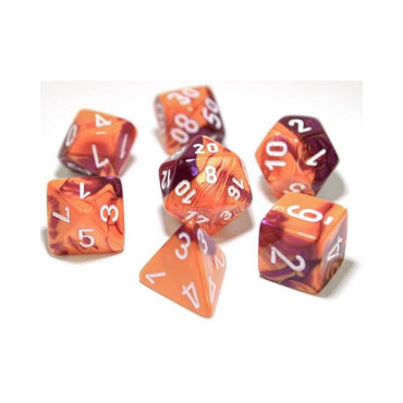 Chessex Gemini Orange-Purple with White 7-Die Set