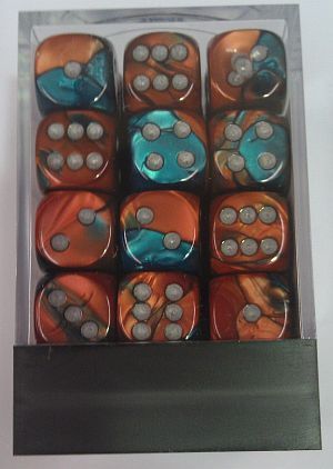 Chessex Gemini 12mm d6 Gemini Copper Teal with Silver (36)