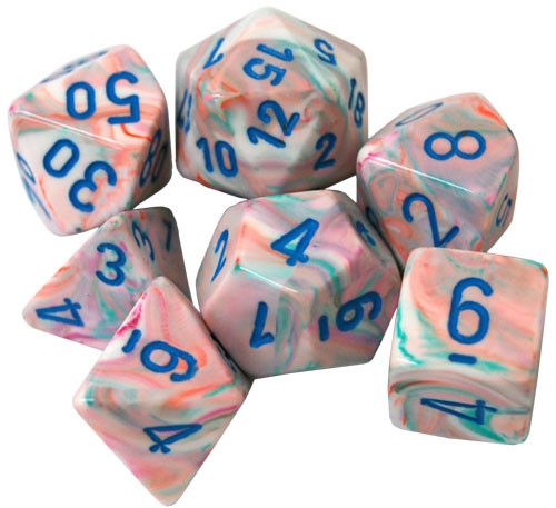 Chessex Festive Pop Art/Blue 7-Die Set