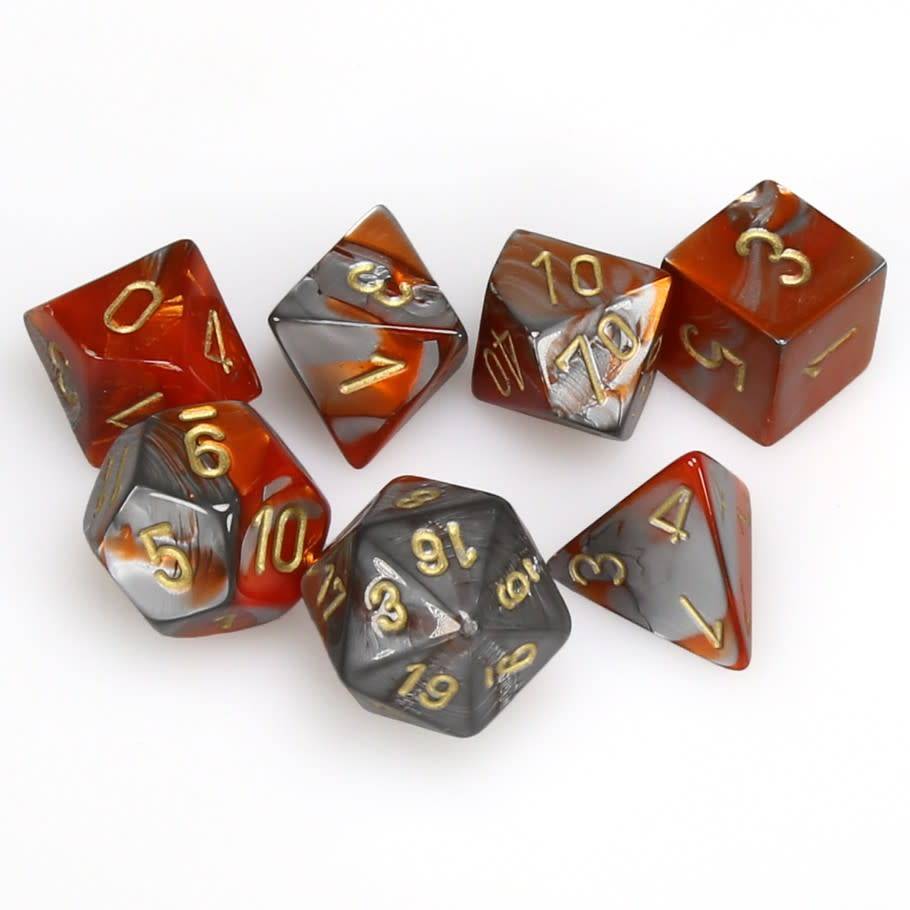 Chessex Gemini Orange Steel with Gold 7-Die Set