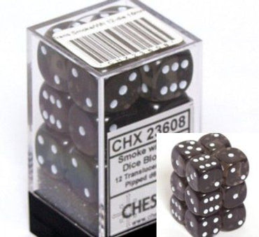 Chessex Translucent 16mm d6 Smoke/white Block (12)