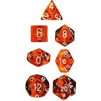 Chessex Translucent Orange/White 7-Die Set