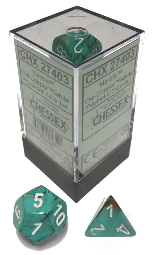 Chessex Marble Oxi Copper/White 7-Die Set