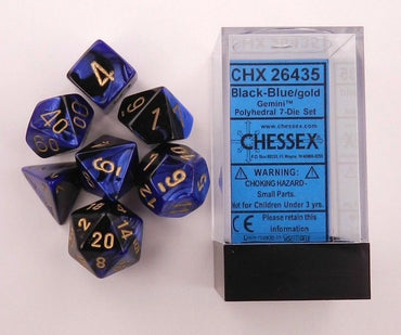 Chessex Gemini Black-Blue w/gold 7-Die Set