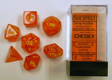 Chessex Ghostly Glow Orange/Yellow 7-Die Set