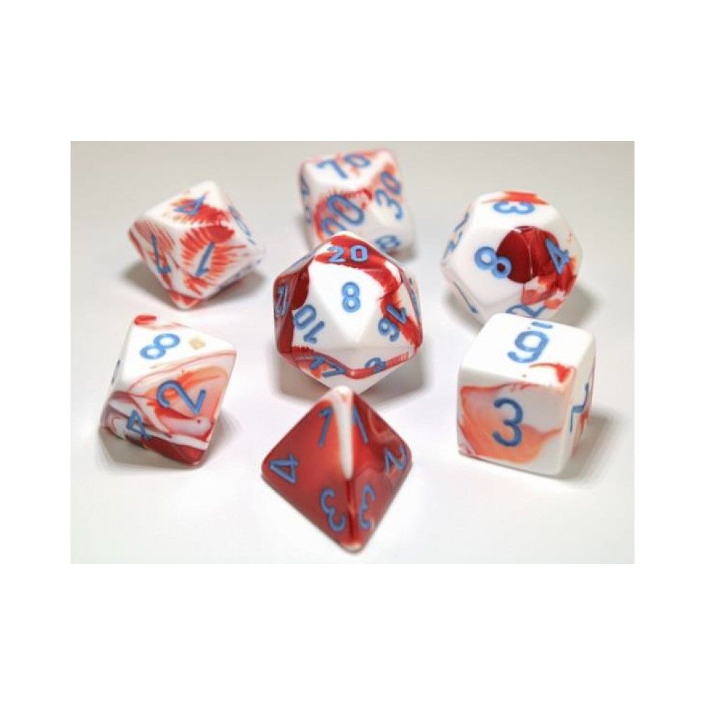 Chessex Gemini Red-White with Blue 7-Die Set