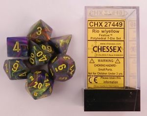 Chessex Festive Rio/Yellow 7-Die Set