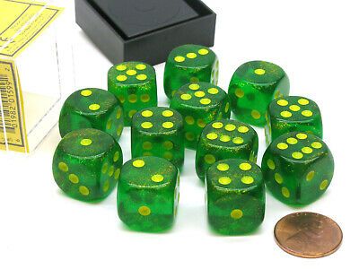 Chessex Borealis 16mm d6 Maple Green/Yellow Block (12)
