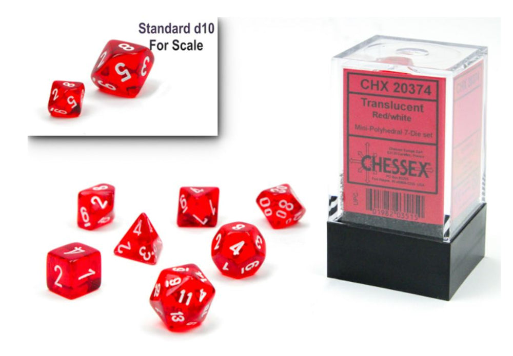 Chessex Mini Translucent Red/White 7-Die Set