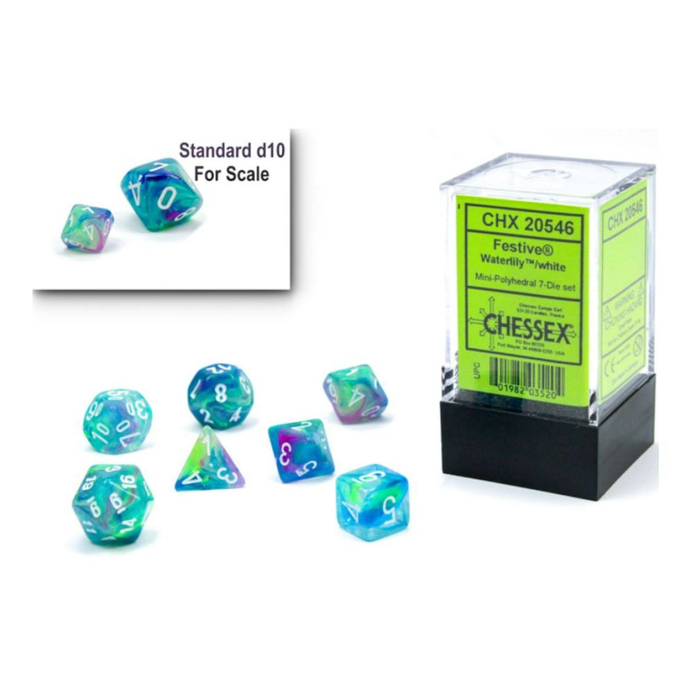 Chessex Festive Mini Waterlily/White 7-Die Set