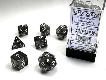 Chessex Translucent Smoke/White 7-Die Set