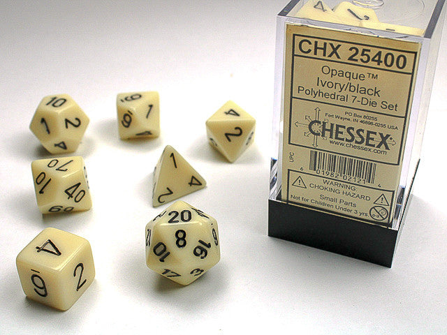 Chessex Opaque Ivory/Black 7-Die Set