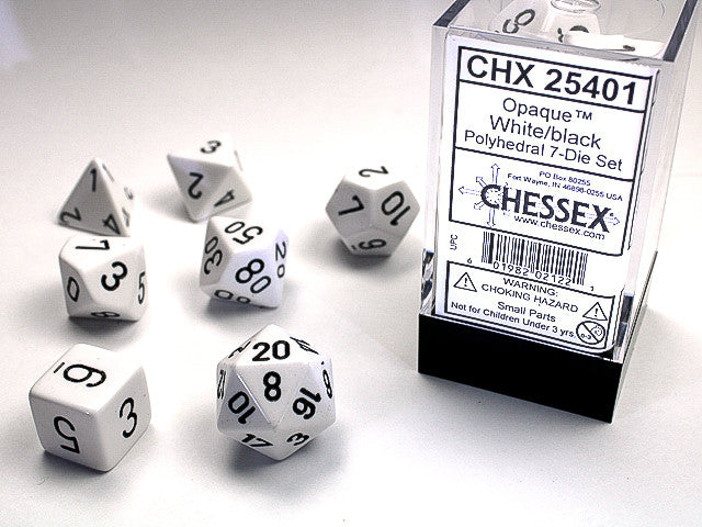 Chessex Opaque White/Black 7-Die Set