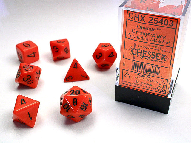 Chessex Opaque Orange/Black 7-Die Set