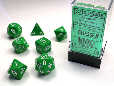 Chessex Opaque Green/White 7-Die Set