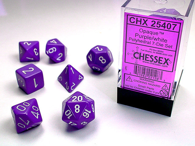 Chessex Opaque Purple/White 7-Die Set