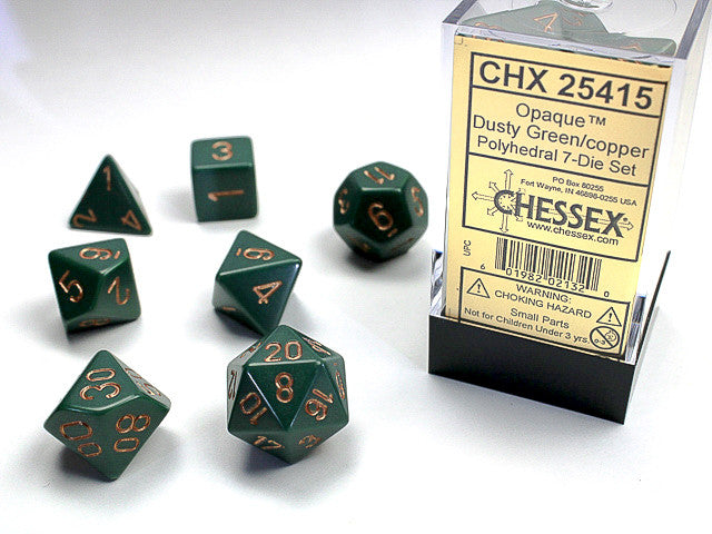 Chessex Opaque Dusty Green/Copper 7-Die Set