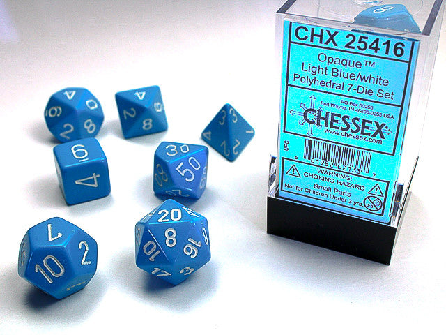 Chessex Opaque Light Blue/White 7-Die Set