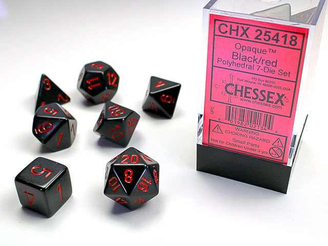 Chessex Opaque Black/Red 7-Die Set