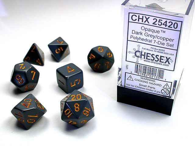 Chessex Opaque Dark Grey/Copper 7-Die Set