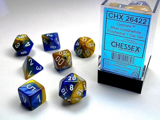Chessex Gemini Blue-Gold/White 7-Die Set
