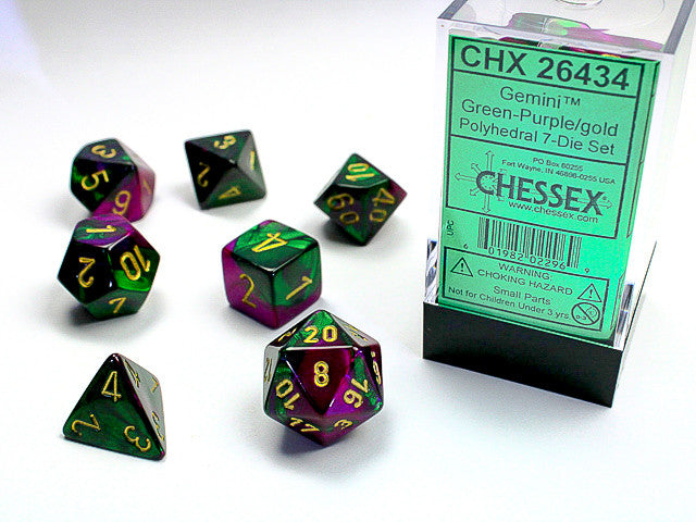 Chessex Gemini Green-Purple/Gold 7-Die Set
