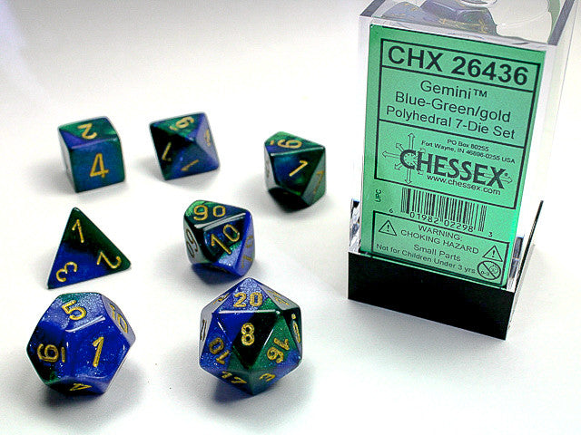 Chessex Gemini Blue-Green/Gold 7-Die Set