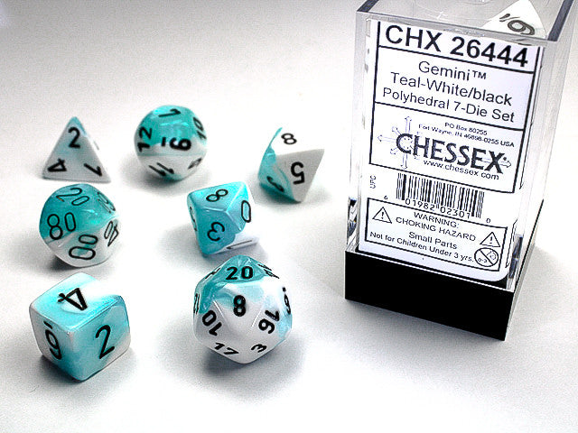 Chessex Gemini Teal-White/Black 7-Die Set