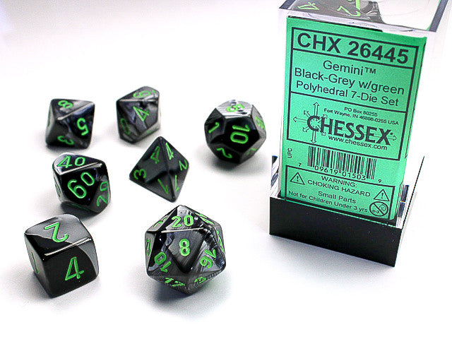 Chessex Gemini Blue-Grey/Green 7-Die Set