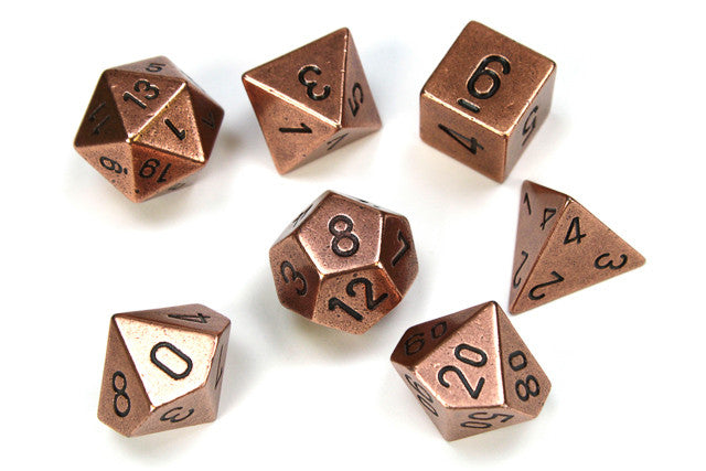Chessex Solid Metal Copper Color 7-Die Set