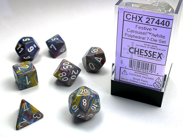 Chessex Festive Carousel/White 7-Die Set