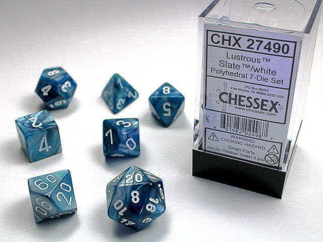Chessex Lustrous Slate/White 7-Die Set