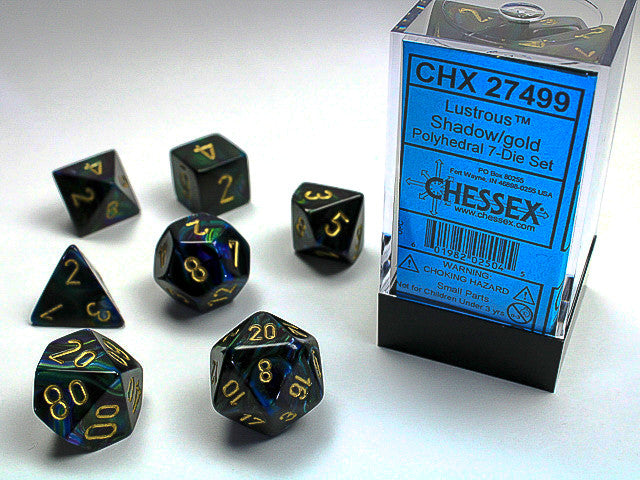 Chessex Lustrous Shadow/Gold 7-Die Set