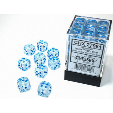 Chessex Borealis 12mm d6 Icicle/light blue (36)