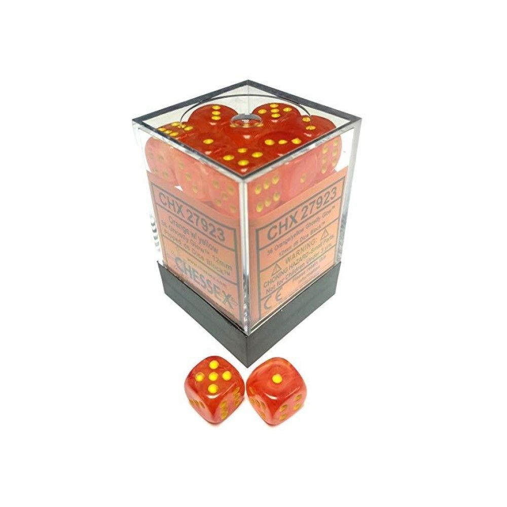 Chessex Ghostly Glow 12mm d6 Orange/Yellow (36)
