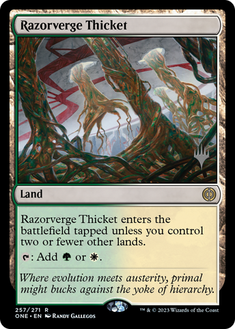 Razorverge Thicket (Promo Pack) [Phyrexia: All Will Be One Promos]