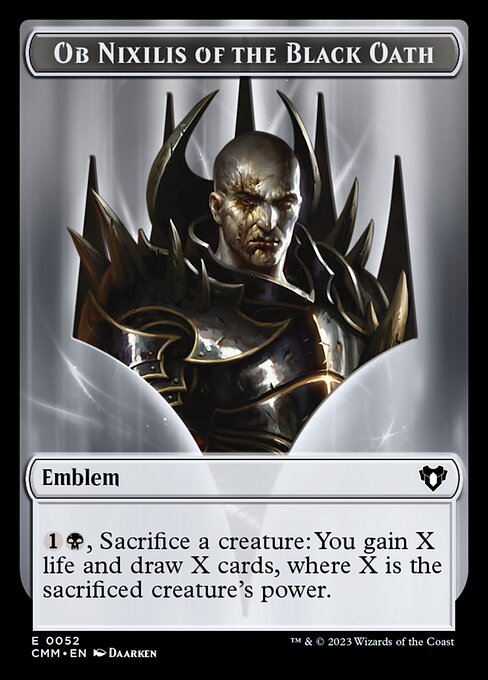 Soldier // Emblem - Ob Nixilis of the Black Oath Double-Sided Token [Commander Masters Tokens]