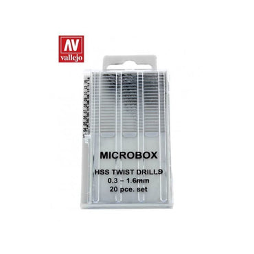 Vallejo Hobby Tools - Microbox drill set (20) 0.3-1.6mm