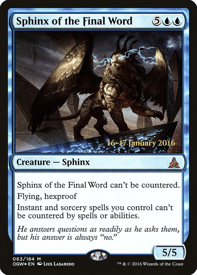 Sphinx of the Final Word [Oath of the Gatewatch Prerelease Promos]