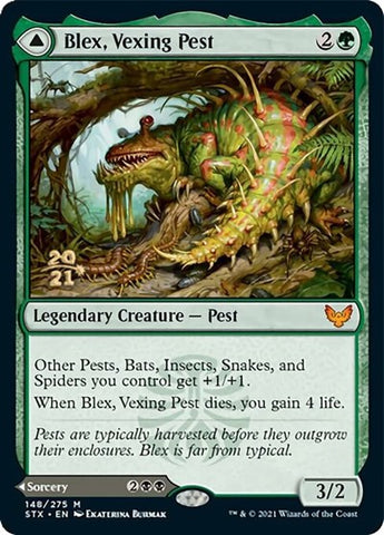 Blex, Vexing Pest // Search for Blex [Strixhaven: School of Mages Prerelease Promos]