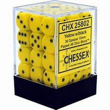 Chessex Opaque 12mm d6 Yellow/Black Block (36)
