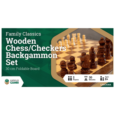 Wooden Chess/Checkers Backgammon Set 30cm