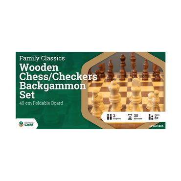 Wooden Chess/Checkers Backgammon Set 40cm